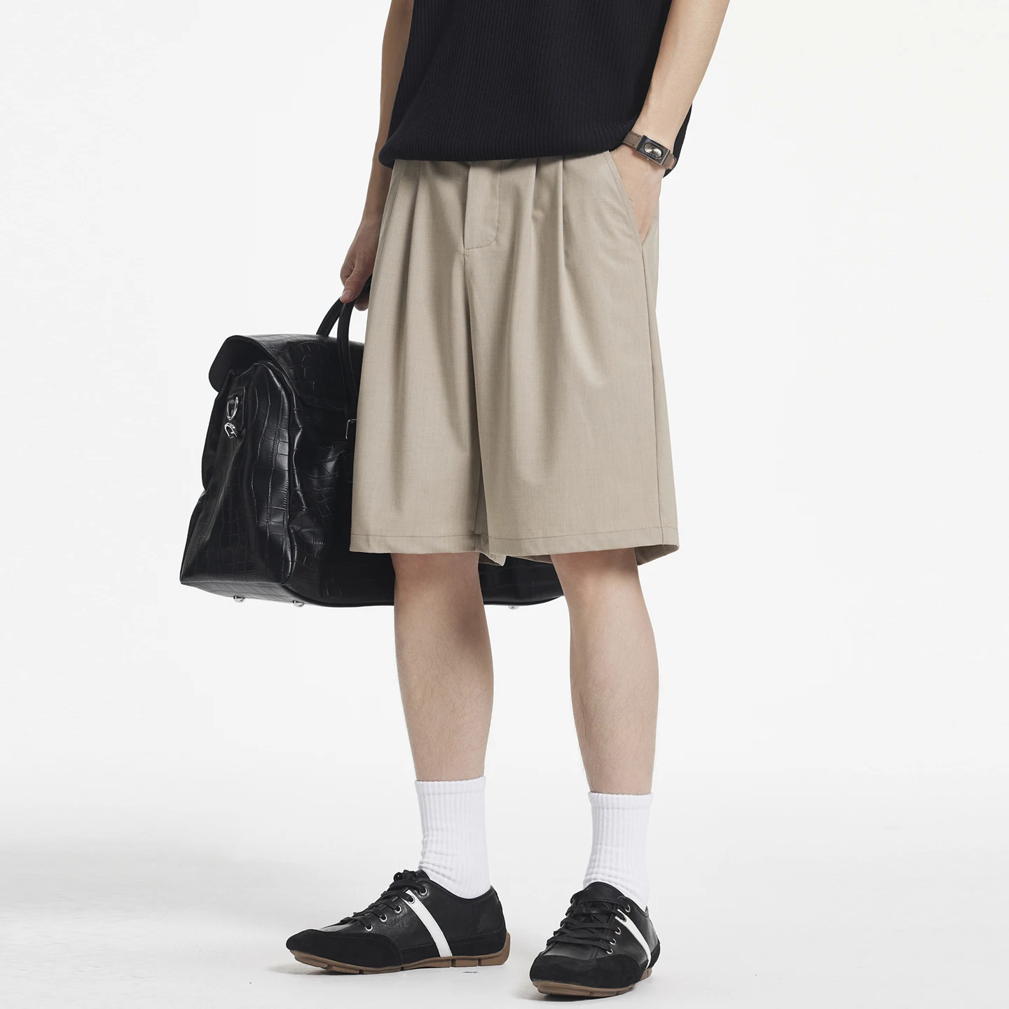 Summer Business Casual Suit Shorts Men Loose Wide Leg Short Pants Male Korean Streetwear Fashion Plus Size Shorts Trousers