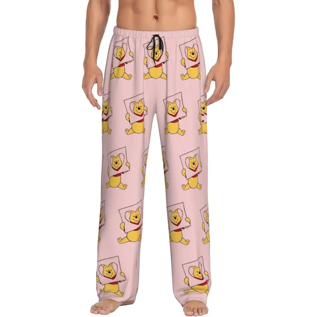 

Custom Winnie The Pooh Pajama Pants Men's Pooh Bear Lounge Sleep Stretch Sleepwear Bottoms with Pockets