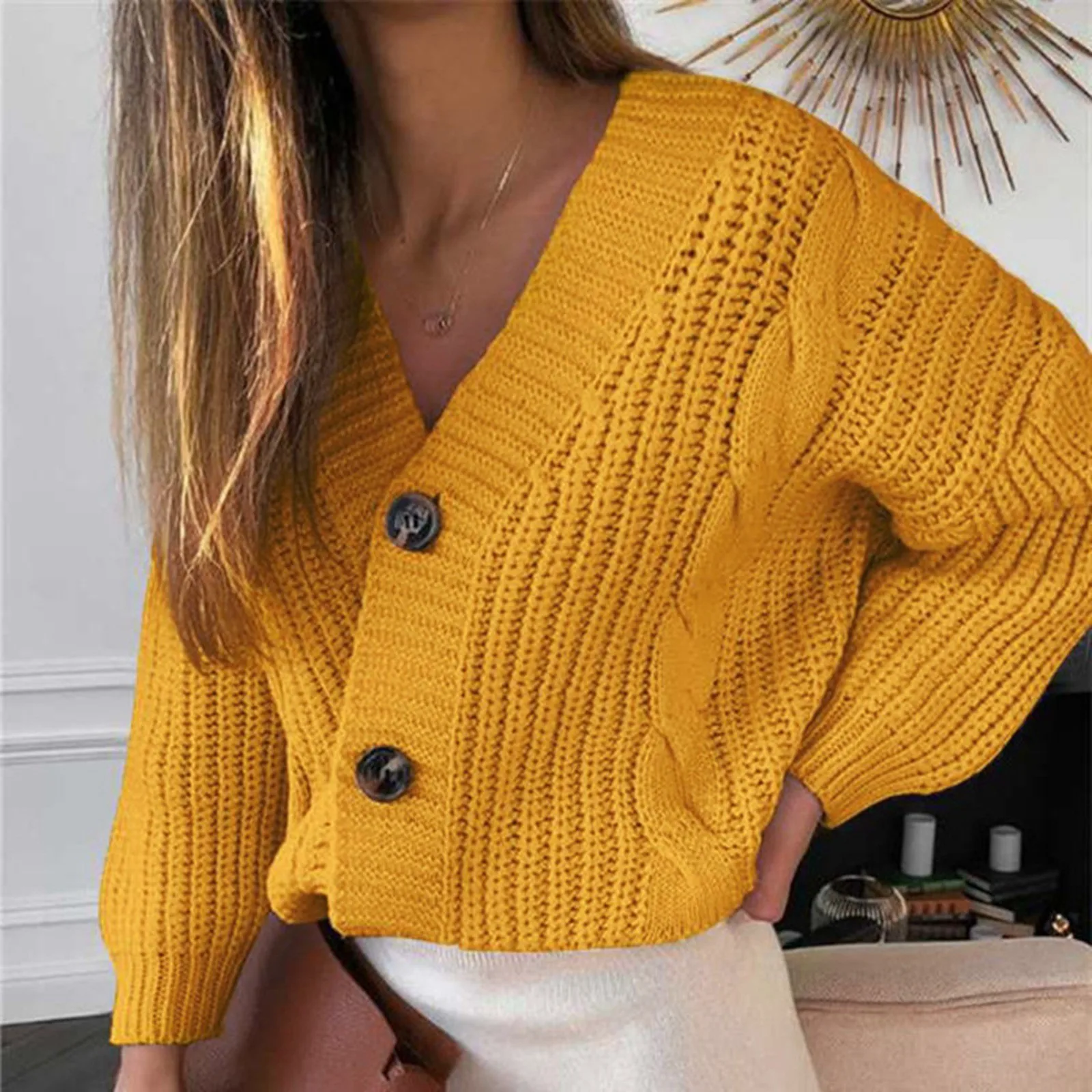 Women Sales Today Clearance Clothes Cardigan Sweaters Women'S Casual Long Sleeve Button Up Knit Cardigan Sweater 여름니트