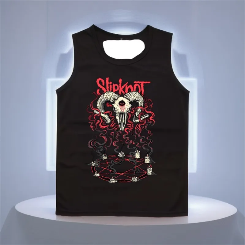 24/25 Latest Hot Punk Metallic Style Slipknot Band Summer Vest Sleeveless T-shirt Men's Children's Same Quick-drying Comfortable