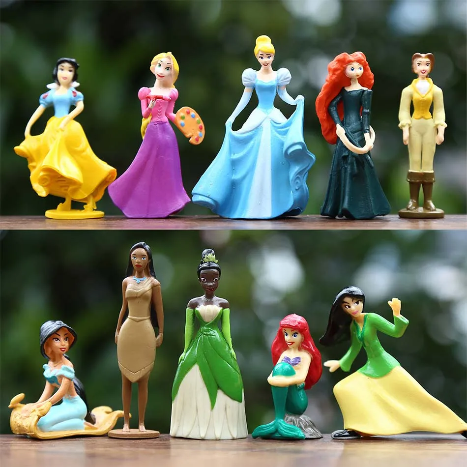 Nuevo 10 Uds./1a Escape Estilo Princesa Blancanieves Cenicienta sirena Bella Durmiente modelo de PVC pequeñas decoraciones regalos para niños