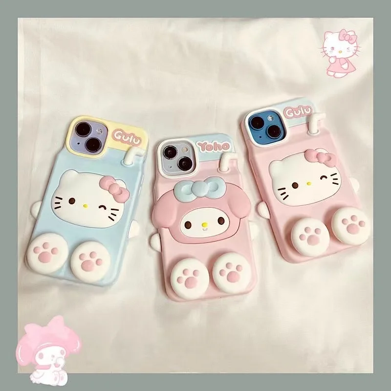 Luxury Miniso Sanrio Soft Silicone Hello Kitty Phone Cases For Iphone 15 14 13 Pro Max Plain Cartoon Funda My Melody Cover Shell