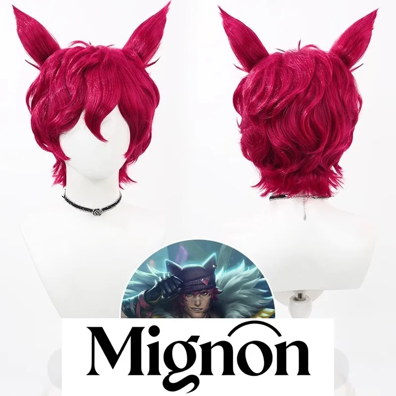 

HEARTSTEEL Sett Косплей Парик Розово-красный Многослойный Слегка Вьющиеся