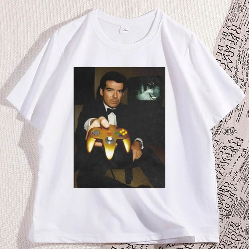 Camiseta divertida Golden Eye 007, camiseta de algodón de manga corta para videojuegos, camiseta Retro estampada para videojuegos, ropa de calle para hombres y mujeres