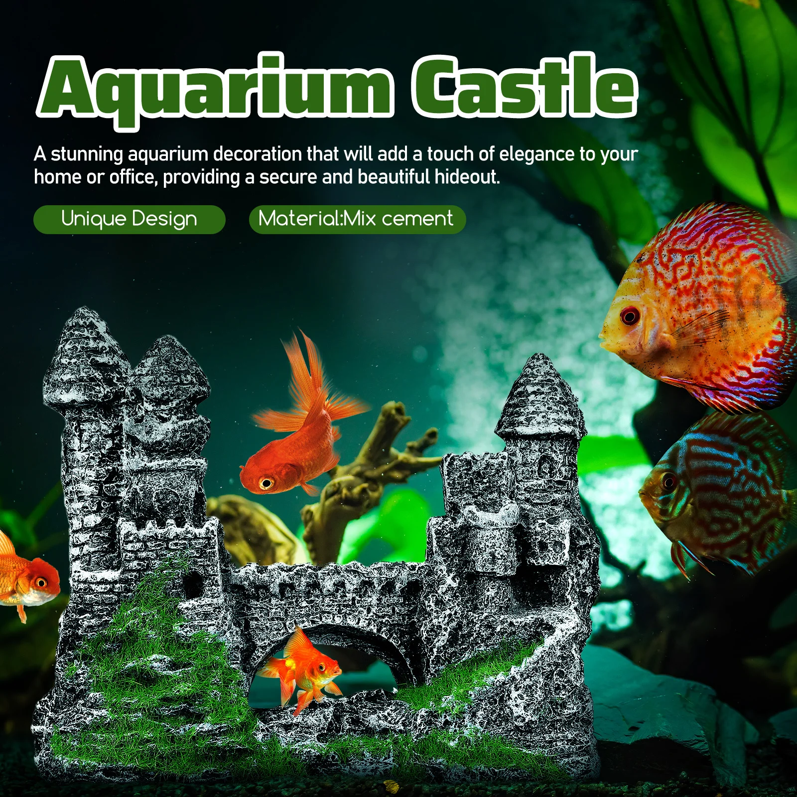 

Fish Tank Castle Aquarium Decorations Hideout Stone Ornament Unique Aesthetic Strong Durable Easy Maintenance Gift Option