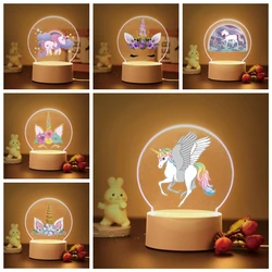 Veilleuses LED en acrylique licorne 3D, décor de chambre d'enfant, cadeau chaud, 1 pièce