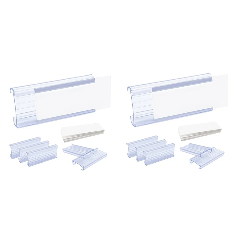 Portable Wire Shelf Label Holders, 60 Pack Plastic Wire Shelf Label Clips With Label Paper Removable Wire Rack Label Holder