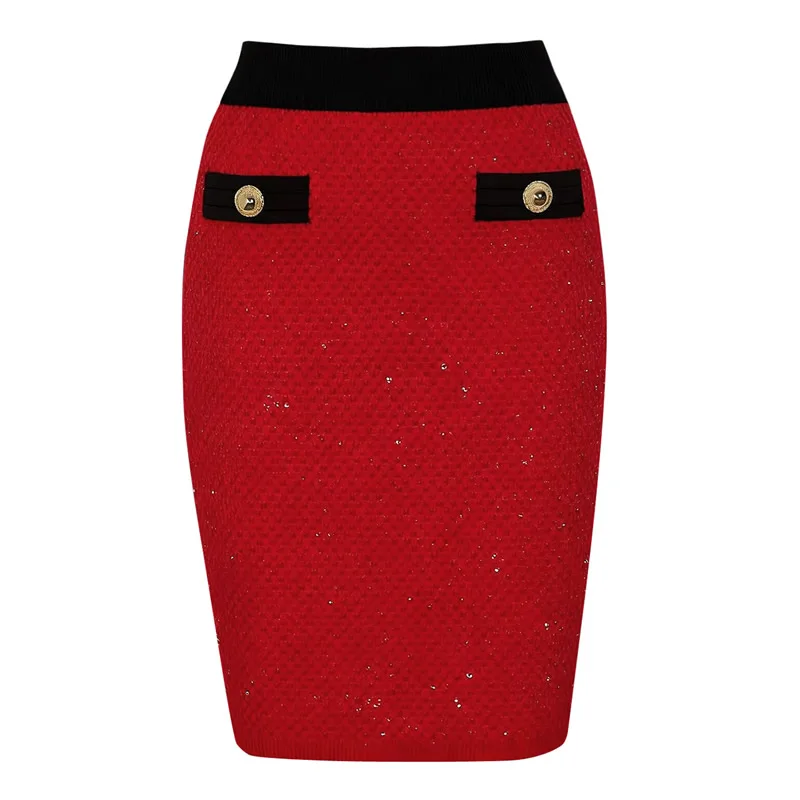 High Quality Women Knitted Skirt Office Lady's Pencil Skirt