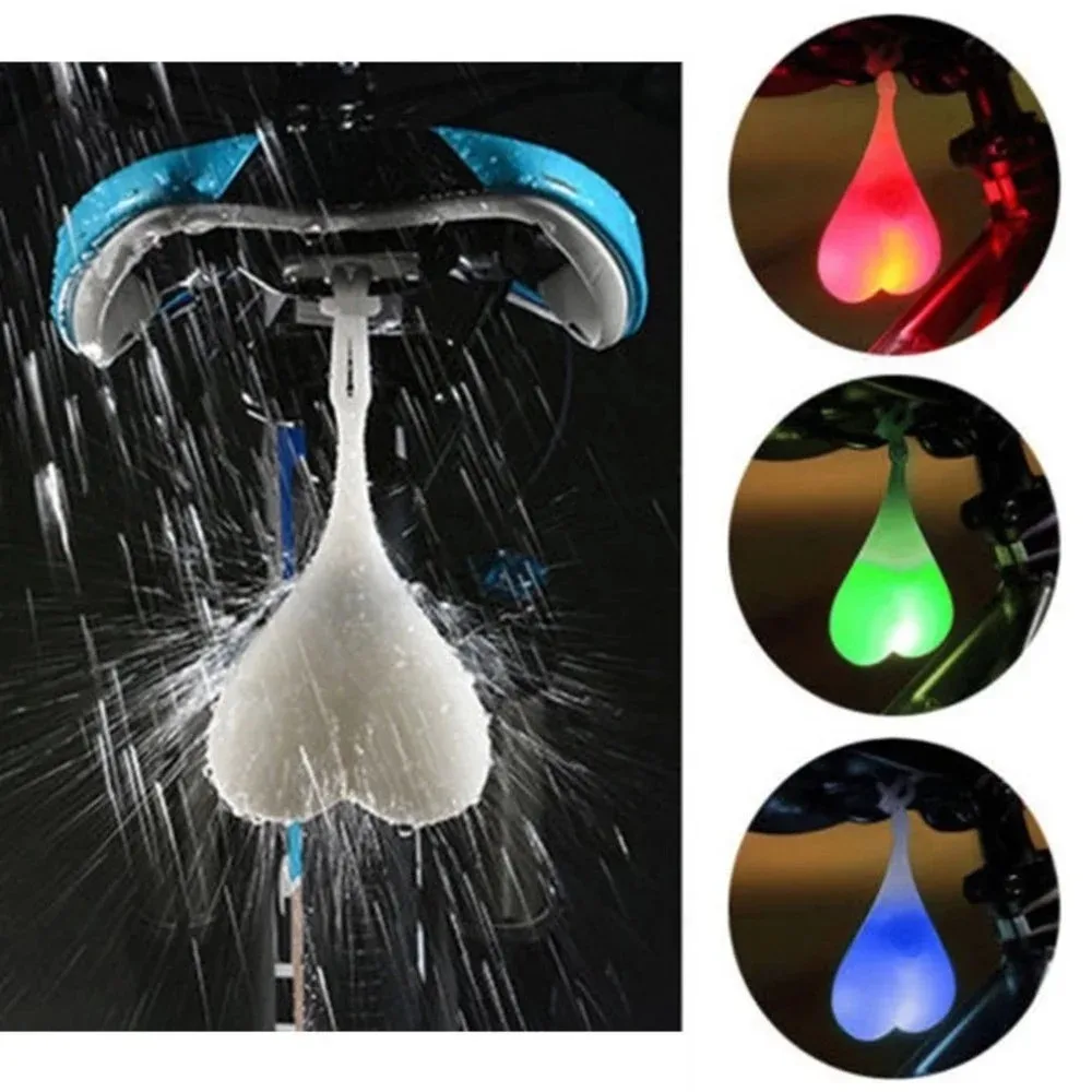 Cycling Balls Tail Waterproof Silicone Tail Heart Shape Bicycle Taillight Rear Lights Night Warning Led Bicycle Seat Back Egg La