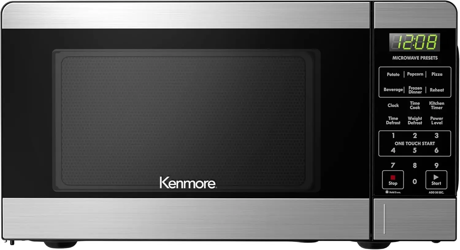 

Countertop Microwave, 6 Auto-Preset Menus, Child Lock, Defrost & Express Cooking, 900W, 0.9 Cu Ft, Stainless Steel