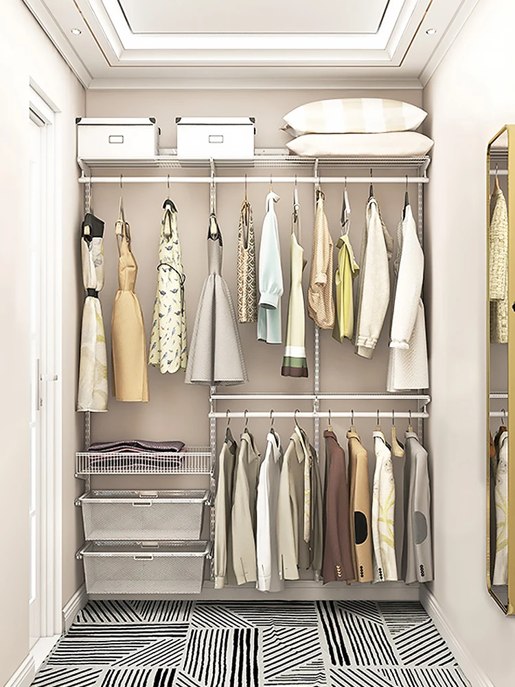 

Простой настенный шкаф с открытой стеной, домашняя гардеробная, простая металлическая подставка для гардероба