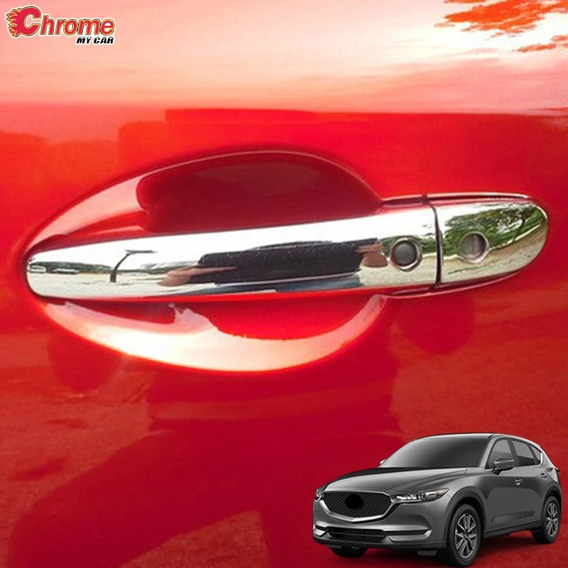 For Mazda CX-5 CX5 KF 2017 2018 2019 2020 2021 Chrome Outer Door Handle Catch Cover Trim Smart Key Guard Decoration Car Styling