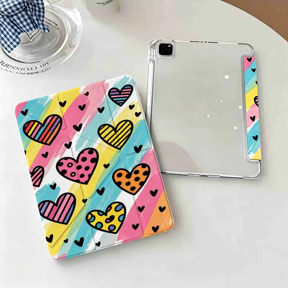 Best Seller Striped Hearts For IPad Mini Air Pro 13 12.9 11 10.9 10.5 10.2 9.7 8.3 7.9 inch 5 6 7 8 th Pen Slot Tablet Case