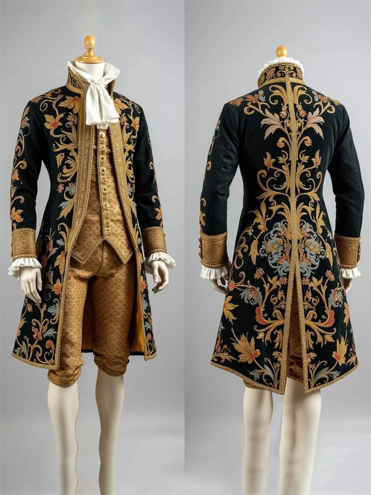 

Британский викторианский костюм в стиле рококо 1770-х годов, исторический французский аристократический смокинг джентльмена, роскошный королевский придворный костюм