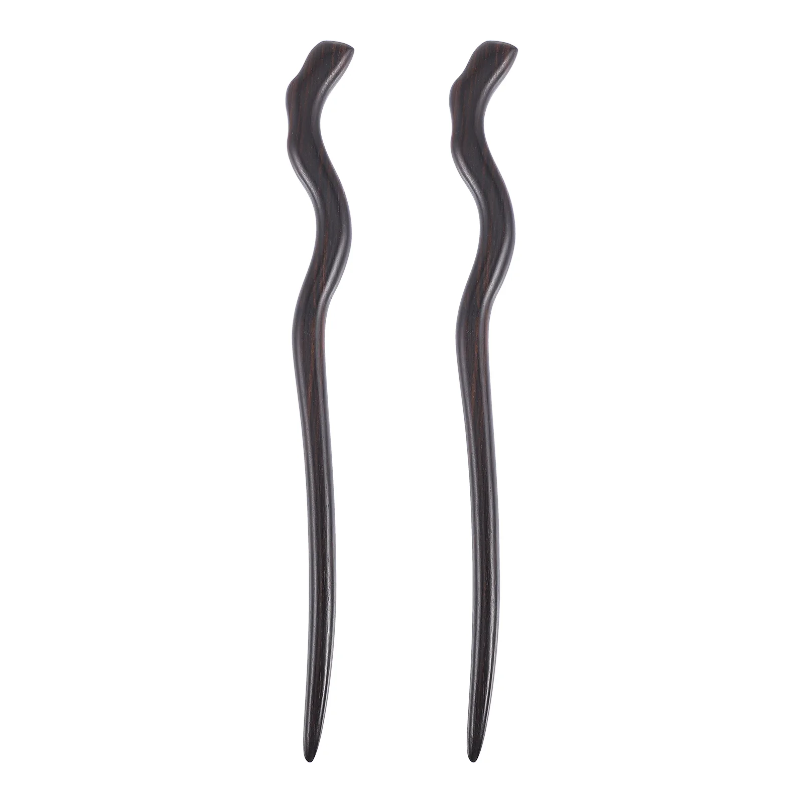 

2pcs Ebony Hairpin Wood Finish Hair Fork Styling Tool for Party Wedding Hanfu Accessories Black Vintage Hair Stick