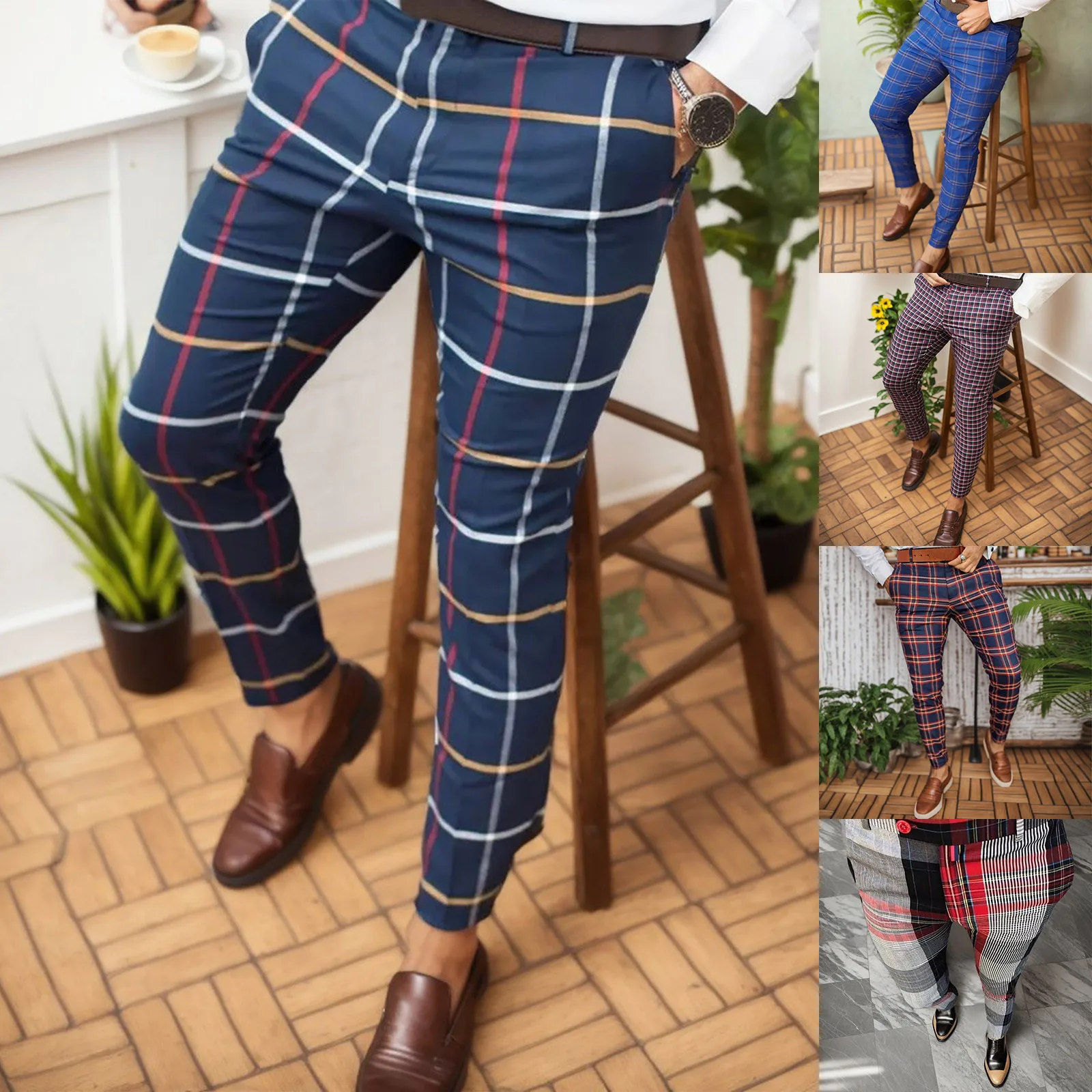 Men Business Casual Trousers Retro Pattern Print Straight Long Pants Mens Spring Autumn Fashion Streetwear Waist Pants Trousers