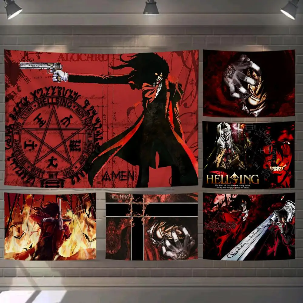 A-Alucard H-Hellsing Tapestry Custom Living Bedroom Party Dormitory Interior Wall Bohemian Decoration Attached Clip