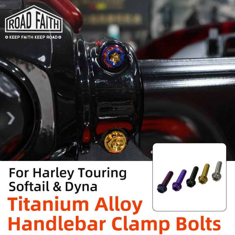 Road Faith Titanium Alloy Motorcycle Handlebar Clutch Lever Clamp Bolts Screws for Harley 99-up Touring 00-up Softail 99-17 Dyna