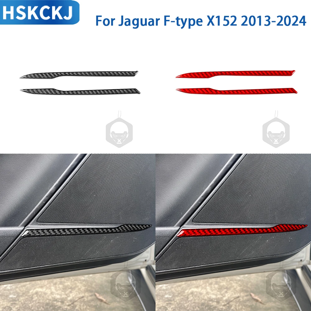 

For Jaguar F-type X152 2013-2024 Accessories Real Soft Carbon Fiber Car Interior Door Speaker Cover Trim Sticker