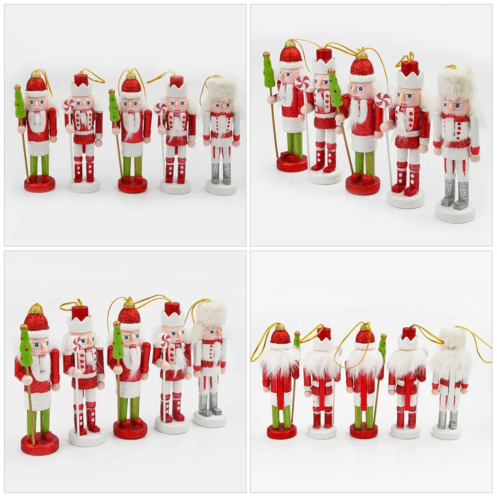 

5Pcs Xmas Nutcracker Hanging Decorations Wooden Nutcracker Pendants Xmas Tree Ornaments Christmas Holiday Party Decor