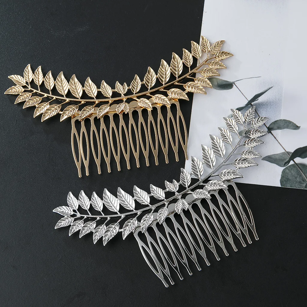 Bridal Wedding Hair Accessories Gold Color Leaf Hair Pins Clips for Women Hair Comb Jewelry Bride Headpiece Headdress Gifts