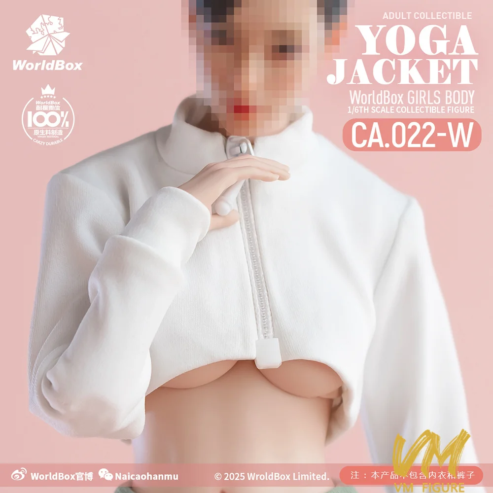 1/6 Worldbox CA022 امرأة موضة اليوغا سترة قصيرة سستة ملابس علوية نموذج صالح 12 ''أنثى الجندي عمل الشكل دمى الجسم لعبة #2