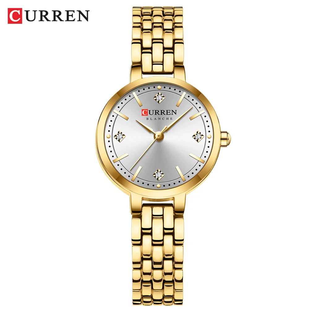 CURREN Mode Goldene Uhr für Frauen Edelstahl Wasserdichte Damenuhren Original Luxus Damen Quarz Armbanduhr 7