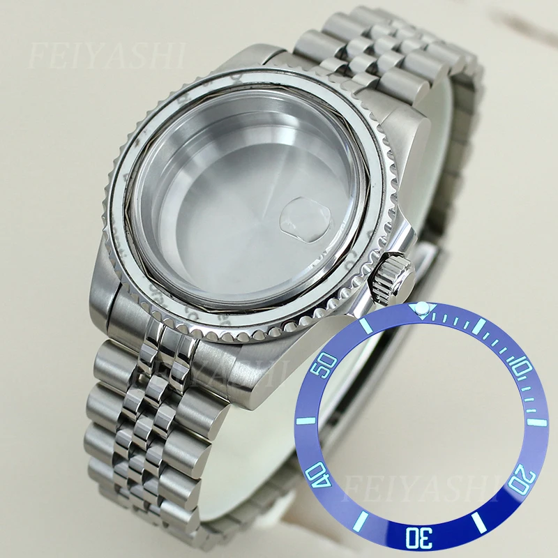 

40mm SUB Watch Case Presidential Bracelet Luminous Bezel For Seiko NH35 NH34 NH36 NH38 Miyota 8215 ETA 2824 Movement 28.5mm Dial