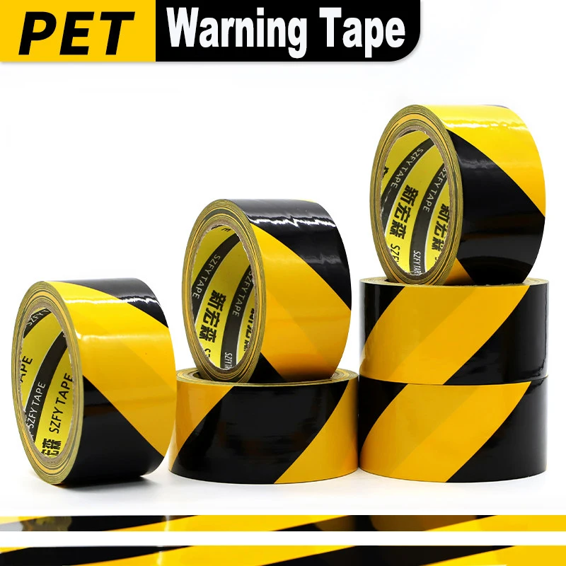 1Roll Yellow Black Warning Tape Marking Safety Soft PVC Strong Adhesive Grip Tape For Factory Warehouse Stairs Warning Sticker