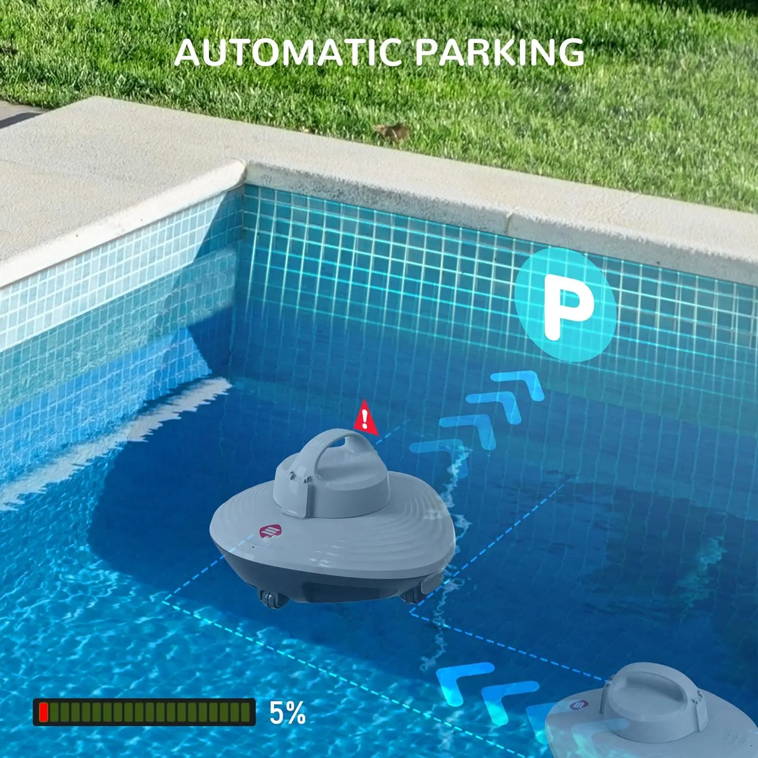 Seauto-Aspirateur de piscine sans fil pour piscine hors sol et piscine creusée, nettoyeur d'eau automatique avec poignée supérieure