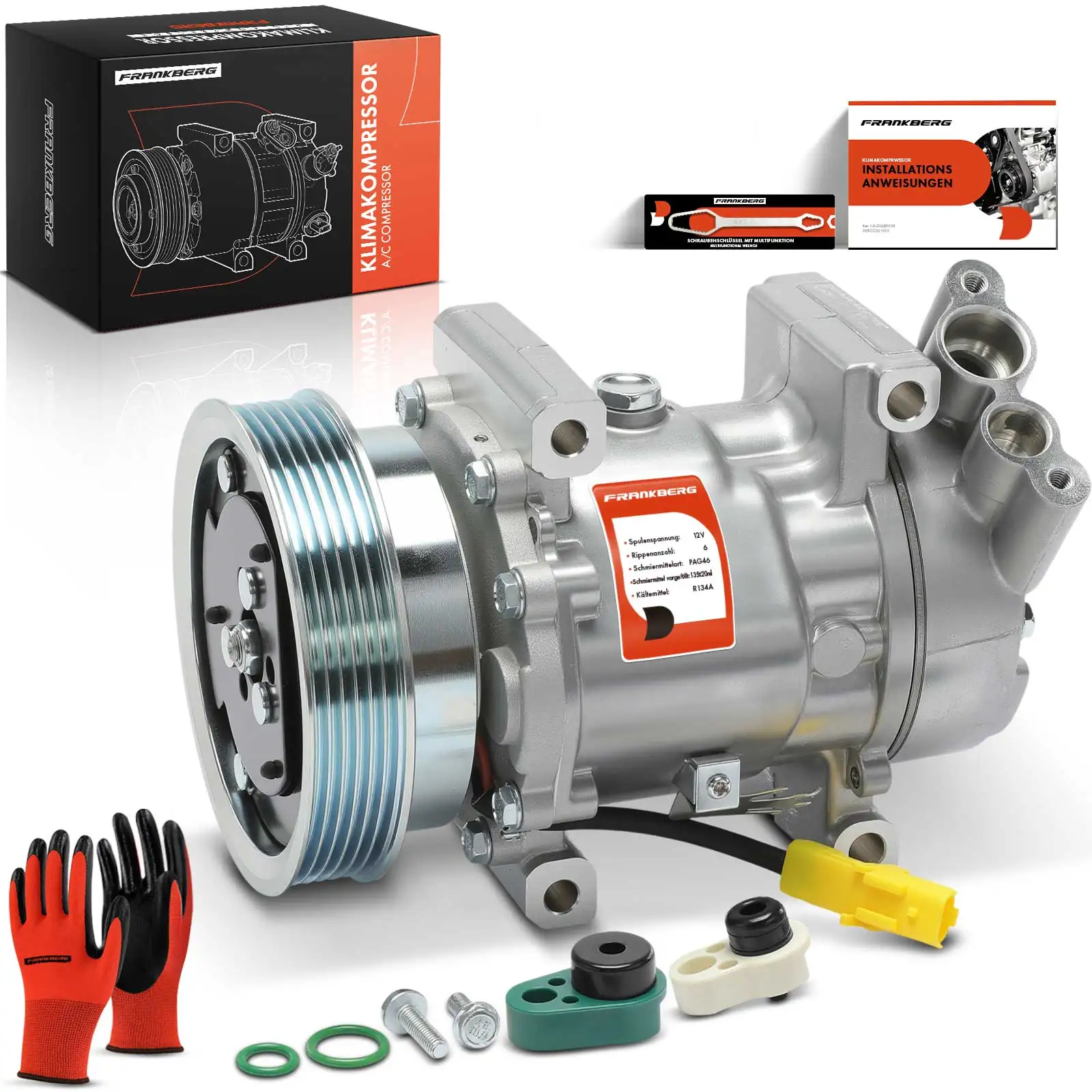 Frankberg 1x Klimaatcompressor voor Renault Clio III BR0/1 CR0/1 Mercedes-Benz Citan W415 Nissan Micra A4158304400 8200600122
