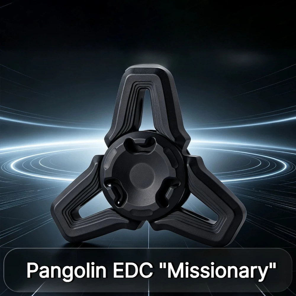 Pangolin EDC Missionary Mechanical Zirconium Alloy Hollowed-out Three-bladed Spinning Fingertip Top Stress Relief Toy