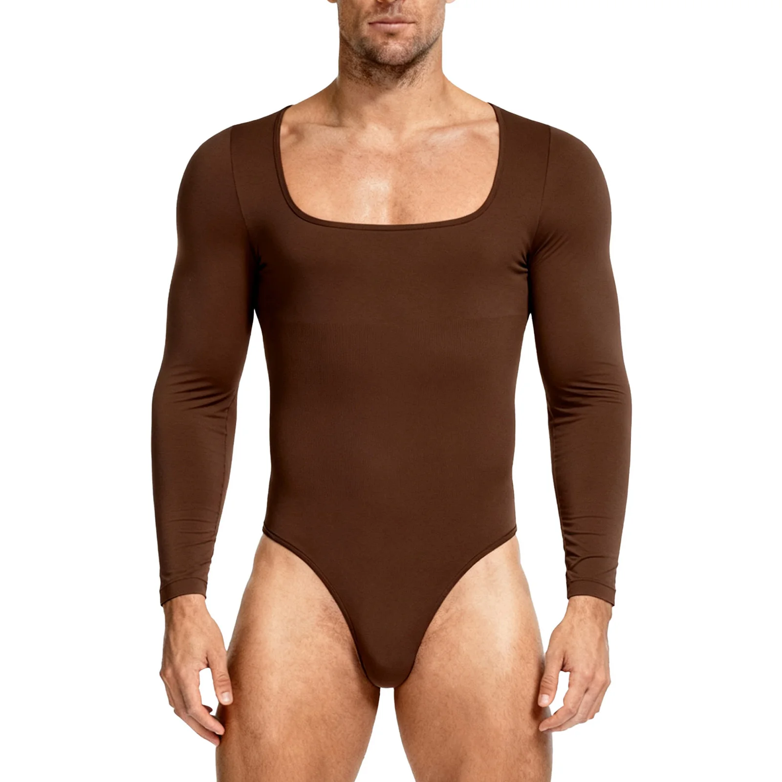 

Mens Gymnastics Dance Wear Long Sleeve Openable Crotch Stretchy Yoga Workout Leotard Jumpsuit for Dance Practice And Fitness