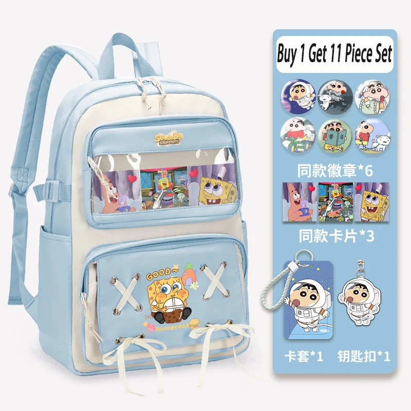 SpongeBob Backpack 2025 New Fashionable Cartoon Cute Print School Bag Large Capacity Lightweight School Backpack