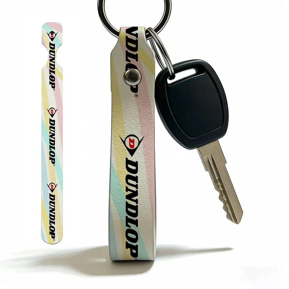 For Dunlop High Quality PU Leather Moto Keychain Vintage Style Key Pendant For Scooter Motocross