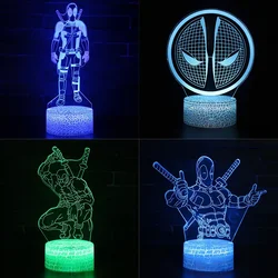 Marvel Avengers Anime 3D LED Nightlights Deadpool Lamp Colorful Changing Usb Night Lights Table Lamp Kid Christmas Birthday Gift