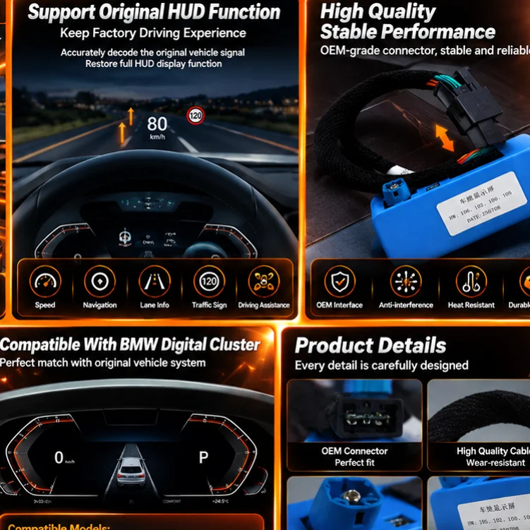 Lizpofly HUD Decoder Box Head-up Display Decoding Module For BMW Digital Cluster Dashboard Auto Car Accessories