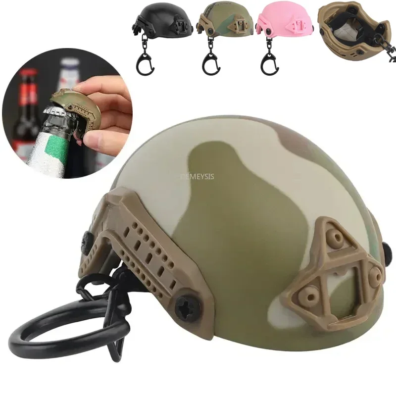 MK Tactical Helmet Model Keychain Portable Mini Beer Bottle Opener FAST Helmet Model Keyring Backpack Hanging Toy Trend Gifts