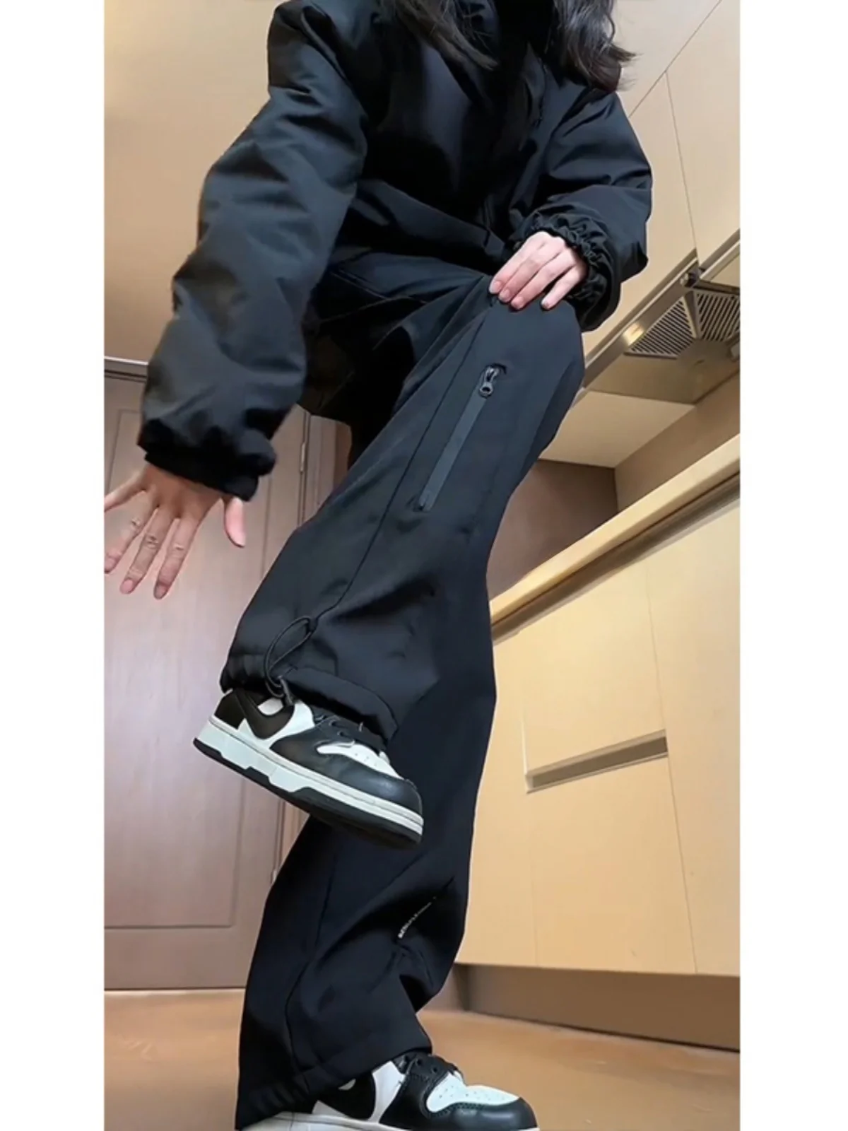 

Американские утепленные зимние повседневные брюки из флиса для мужчин, свободные прямые рабочие брюки, водонепроницаемые брюки-карго на молнии