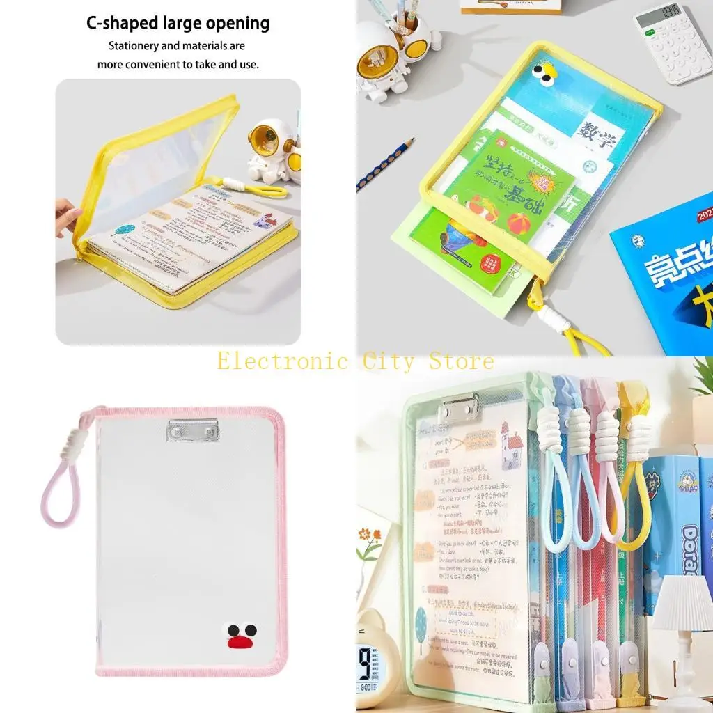 

Clear PVC Folder With Handle Water Resistant Document Organiser Zippered File Storage Bag For School Office Supplies HU8D