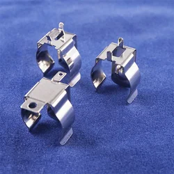 10 100PCS AA Battery Clip 1/2AA CR2 Contact Spring Steel Nickel Plated Snap in Leads Low Resistance Through Holes DIP SMD 92 THM