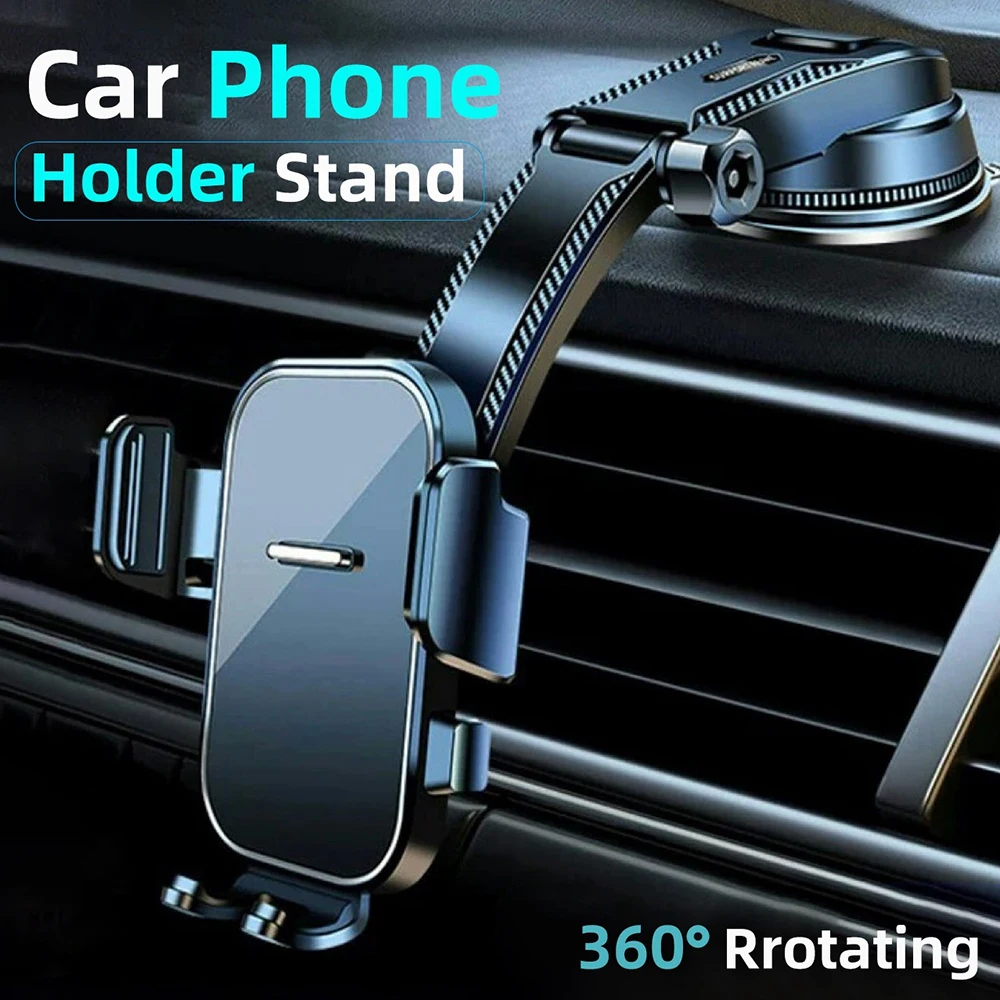 360° Rotation Car Phone Holder Stand Dashboard Mount Universal Car Desk Windshield Hanging Holder With Extension Rod Bracket GPS