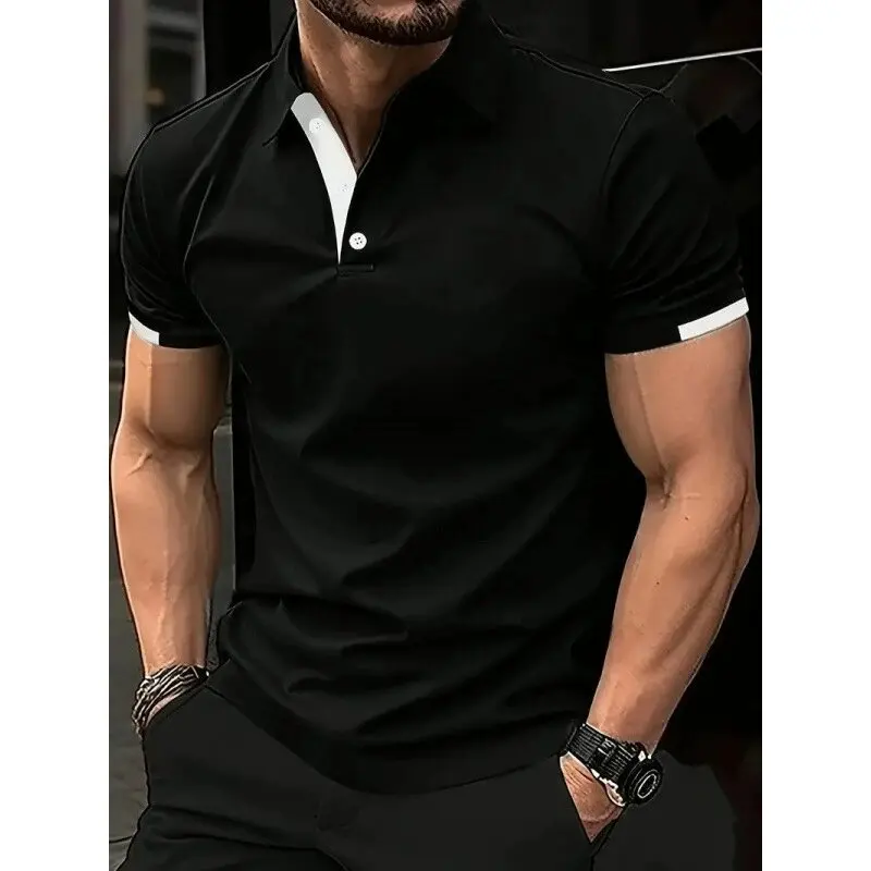 Men's Fashion Solid Color Polos T-Shirts Summer Short Sleeve 3D Printed Street Male POLO Tee 6XL Plus Size Casual Tops Pullovers image 5