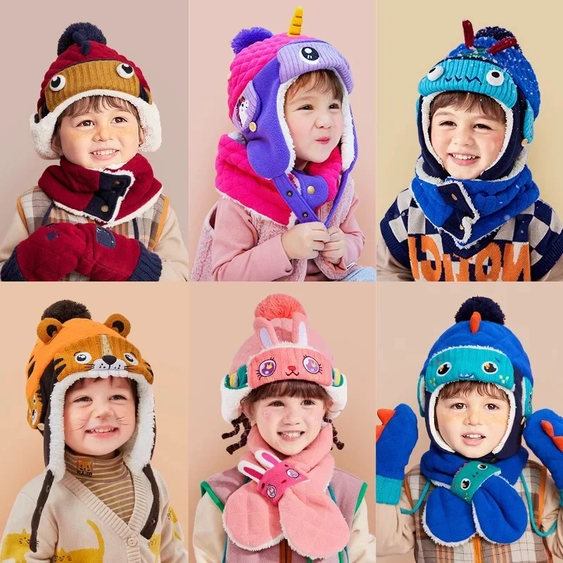 

Lemon Baby Children's Hats, Children's Thickened Velvet Warm Ear Protection Baby, Lei Feng Hat, Tiger Head Hat