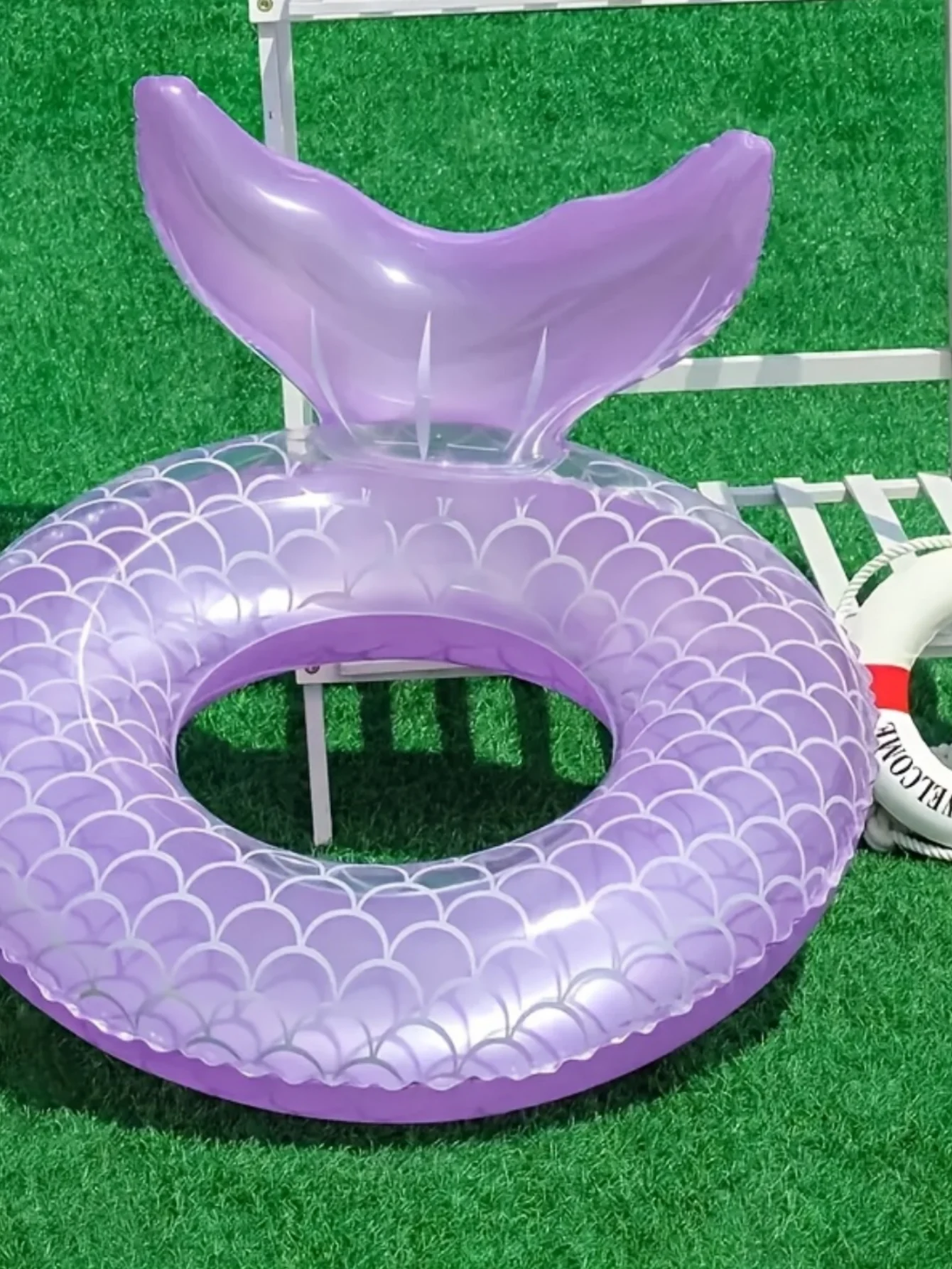 1 قطعة عوامة حورية البحر قابلة للنفخ ، ذيل PVC ، حلقة سباحة سميكة من مادة PVC ، عوامة حمام سباحة على شكل حيوان جميل ، لالتقاط الصور ، لـ Su #6