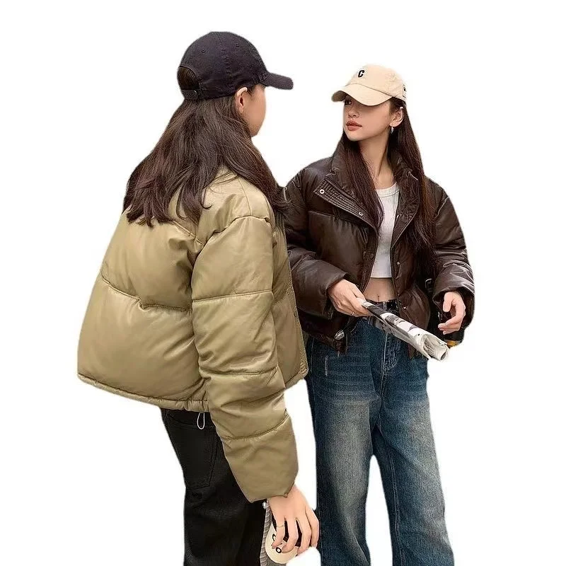 Korean Women\'s Padded Jacket Winter Parkas 2024 New Cropped Down Cotton Oversize Jacket Puffer Snow Coats Loose Waterproof Outwe