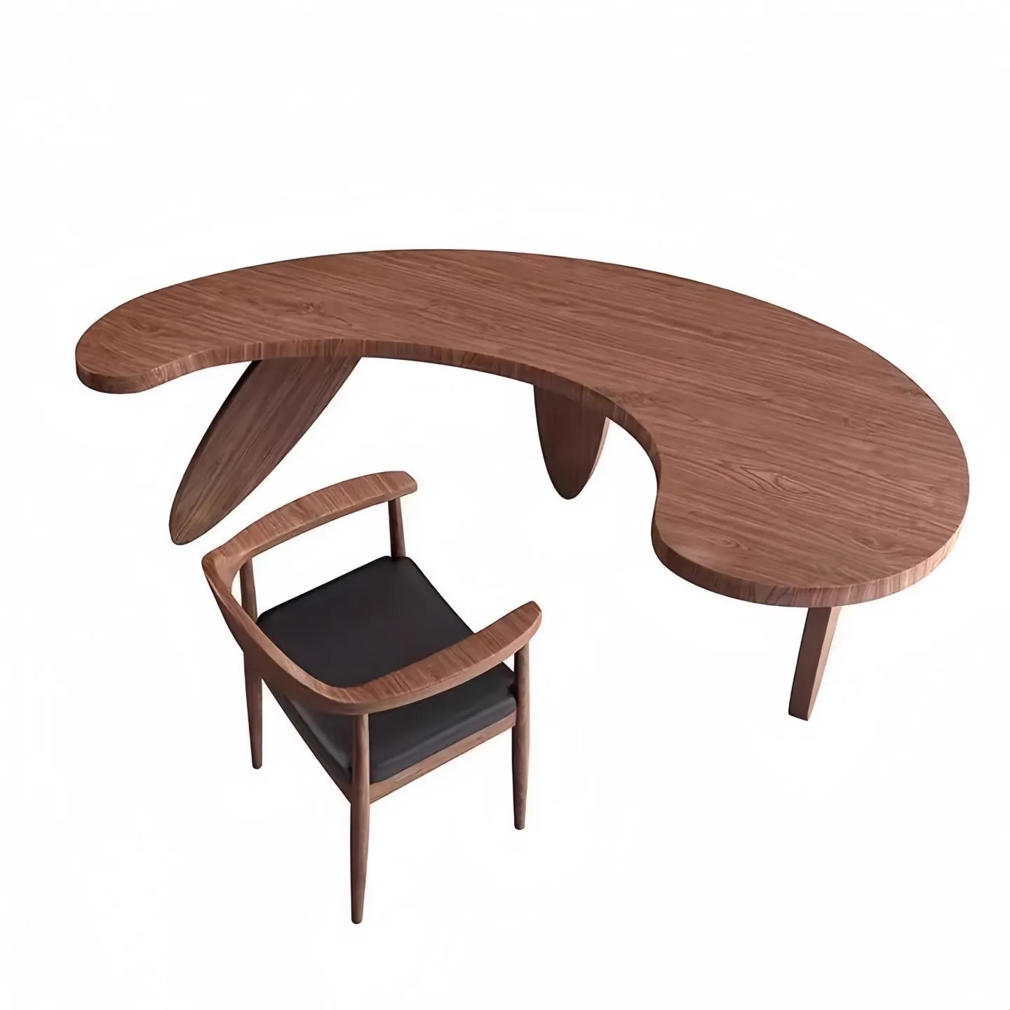 Factory Direct 2026 Modern simple solid wood curved desk home designer creative special-shaped president computer