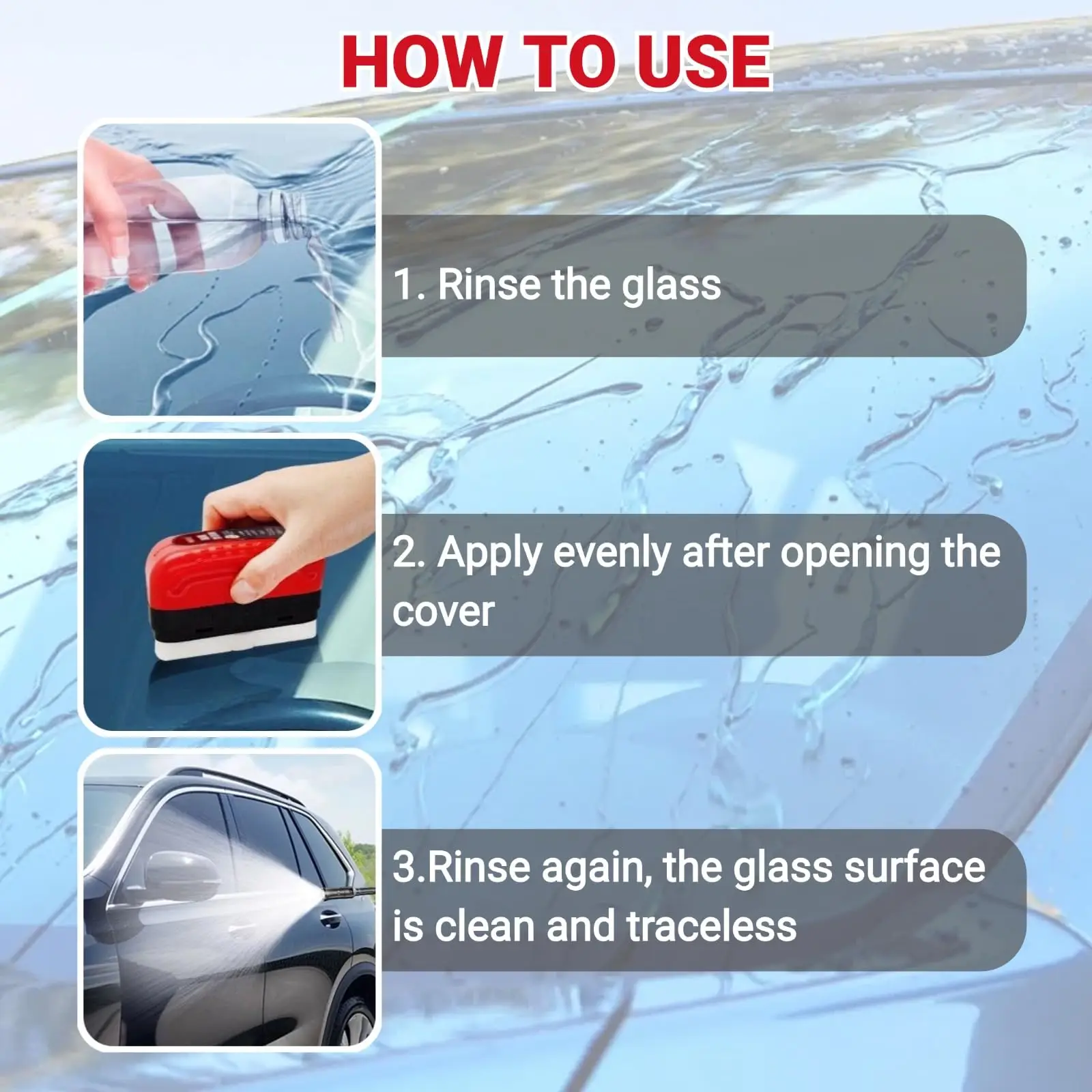 2 Pcs 자동차 오일 필름 청소 브러시, 유리 청소 보드, 2025 앞 유리 용 새로운 유리 코팅, 강력한 앞 유리 R