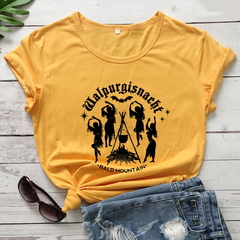 Walpurgisnacht bald mountain tshirt vintage women dancing witches tee top
