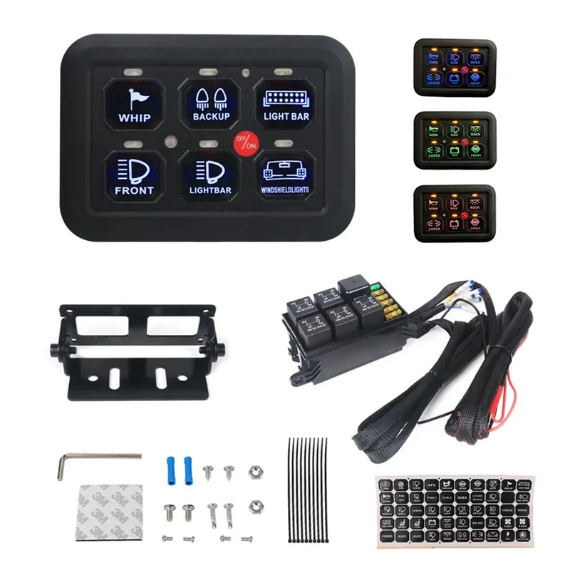 AS95-12V LED 6 Gang Schalttafel 600 W-1200 W Schaltung Steuerrelais System Box Touch Control Panel Für Jeep UTV Caravan